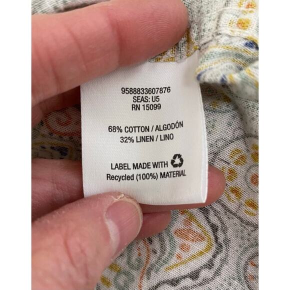 Structure Collection Men's S Slim Fit Cotton Linen Blend Button Up Boho Shirt - Picture 4 of 7